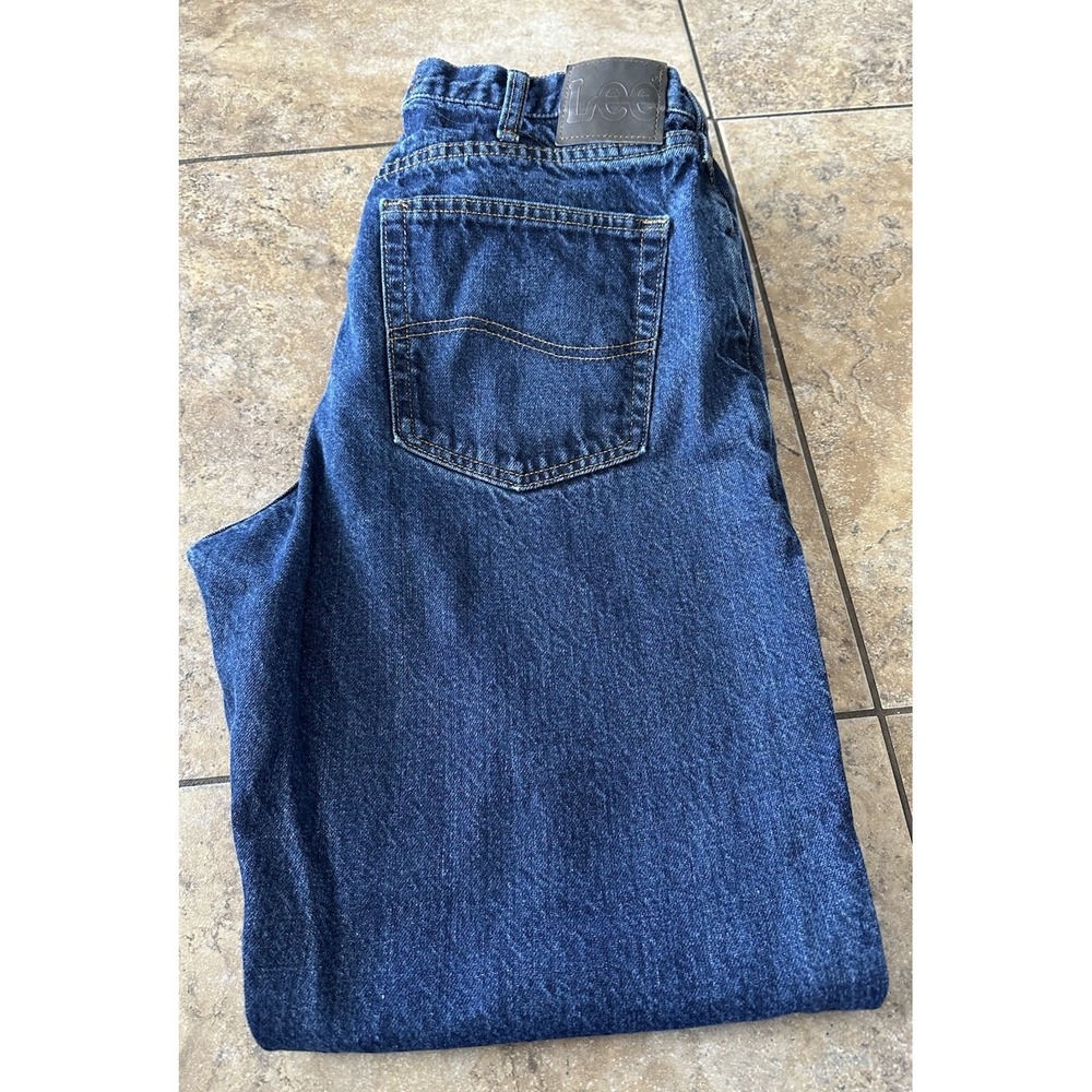 Lee Men's Regular Fit Straight Leg Blue Denim Jeans Size 36x30 Fit 34X29.5